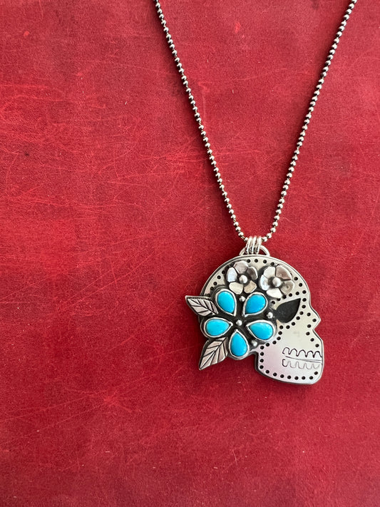 Sugar Skull with Sleeping Beauty Turquoise